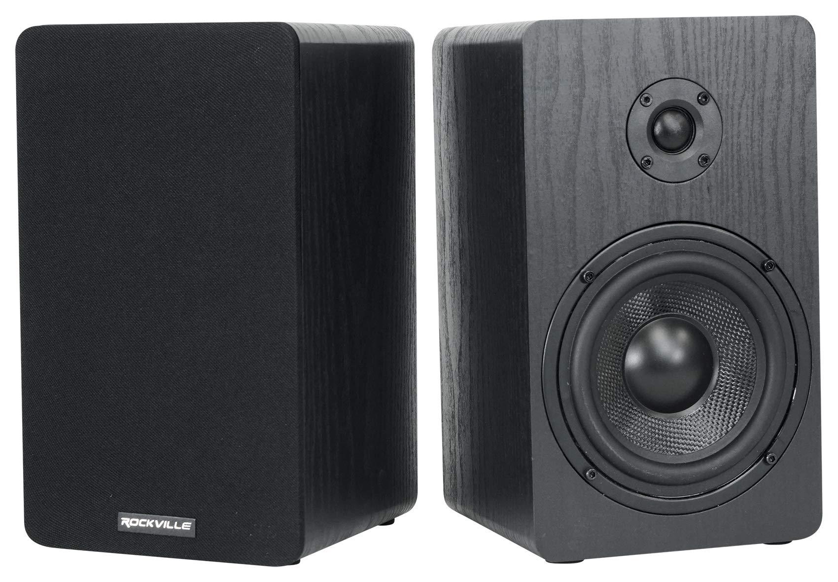 Rockville Rockville Pair RockShelf 58B Black 5.25" Home Bookshelf Speakers w/37 Stands
