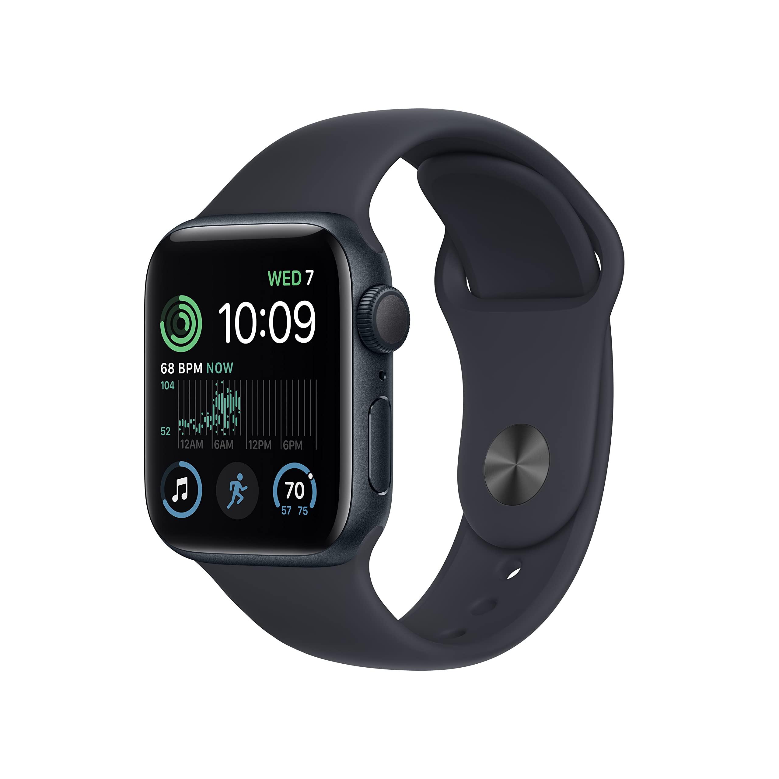Apple Apple Watch SE (2nd Gen) (GPS, 40mm) - Midnight Aluminum Case with Midnight Sport Band, M/L (Renewed)