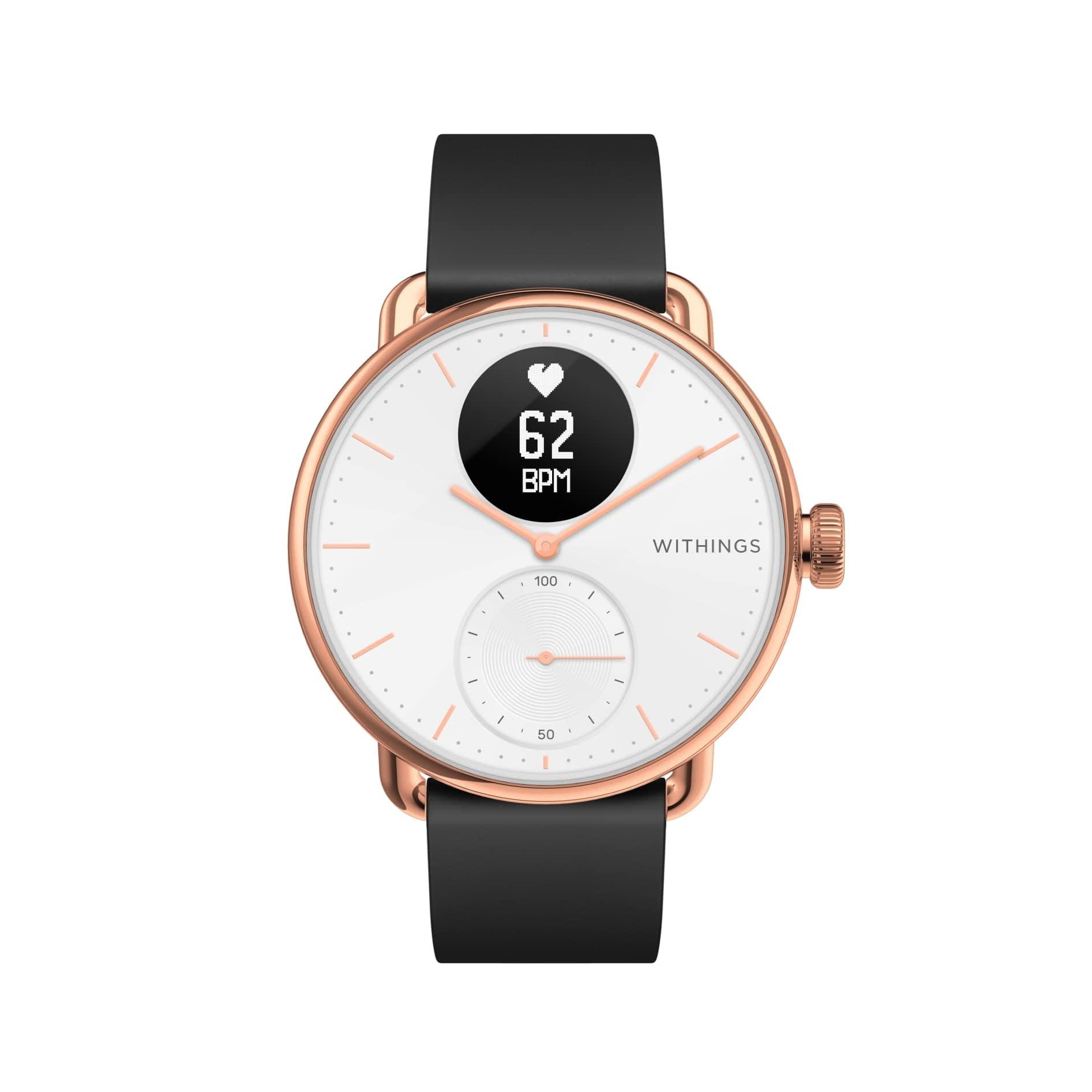 Withings Withings Premium Sport Fluoroelastomer Wristband for Steel HR, Steel HR Sport, Move ECG, Move, Steel, and ScanWatch, Black, 18mm