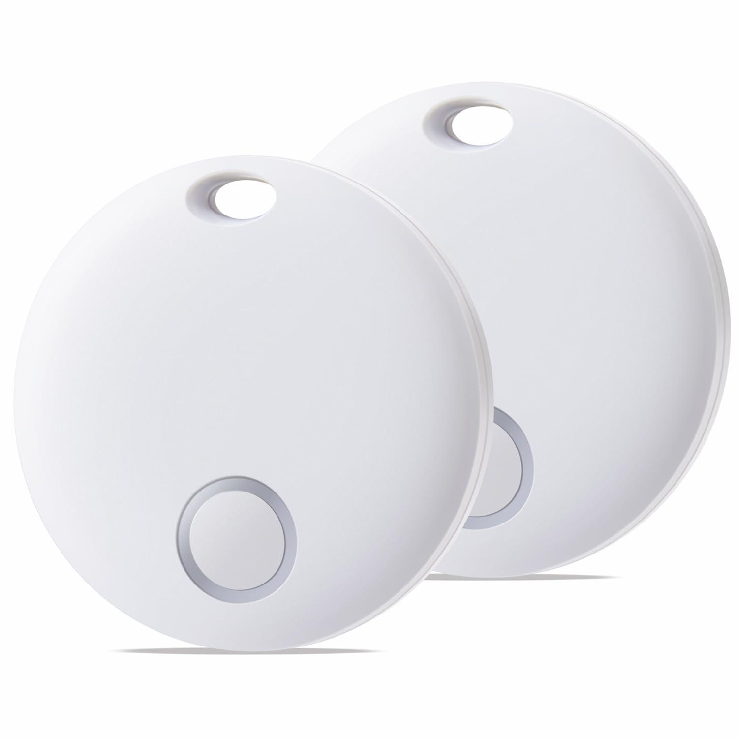 Reyke Reyke Smart Tag, Bluetooth Luggage Tracker. Works with Apple Find My (iOS Only), Item Locator for Key, Luggage, Backpack, Wallet, IP67 Waterproof, 2 Pack- White