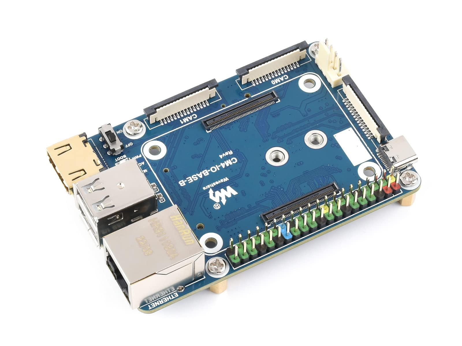 waveshare Waveshare CM4-IO-BASE-B for Raspberry Pi Compute Module 4 Bundle with USB HDMI Adapter (6 Items)