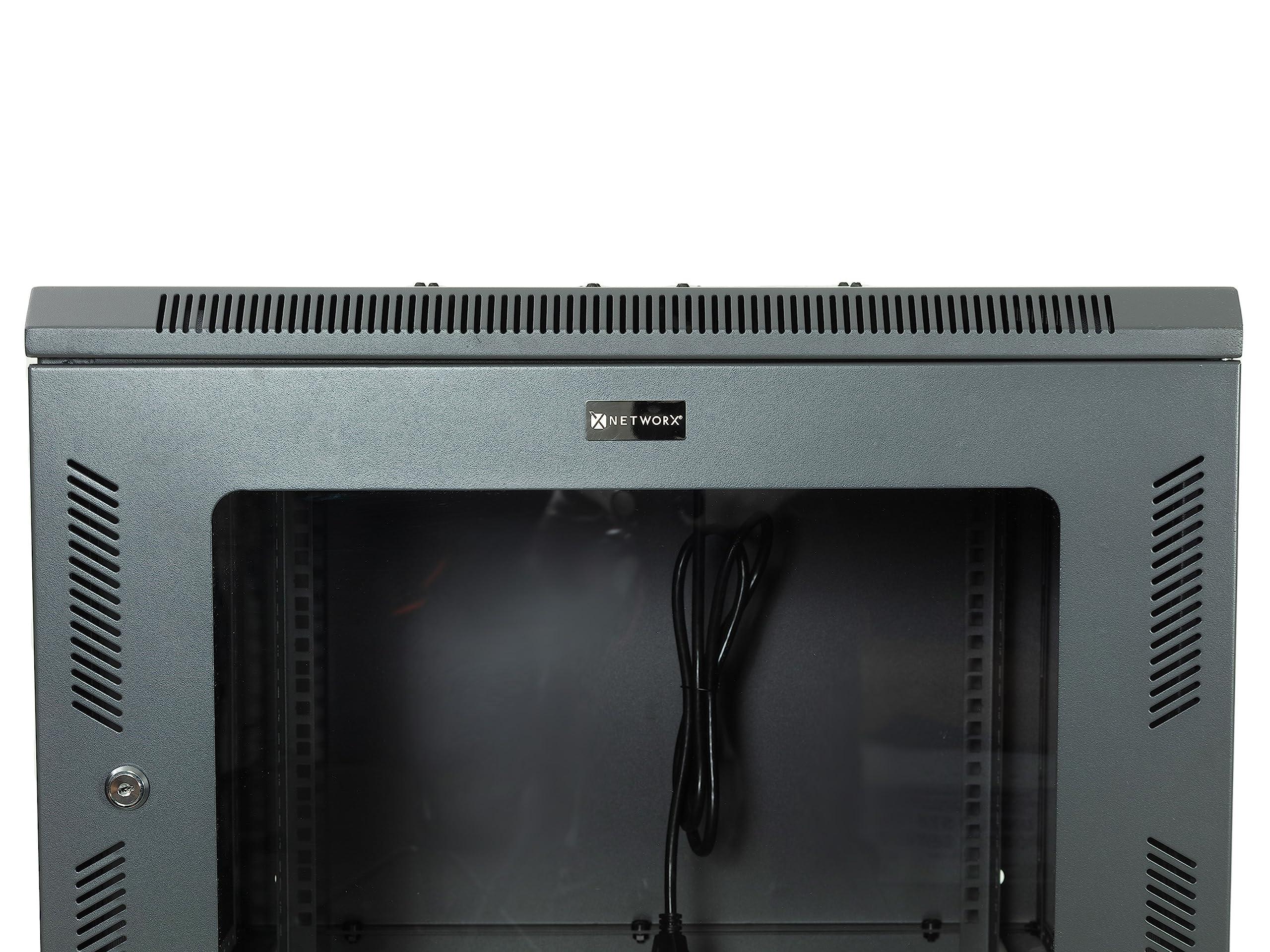Networx Networx 12U Swing Out Wall Mount Server Cabinet - 24 Inch Depth, Acrylic Door, Flat Packed
