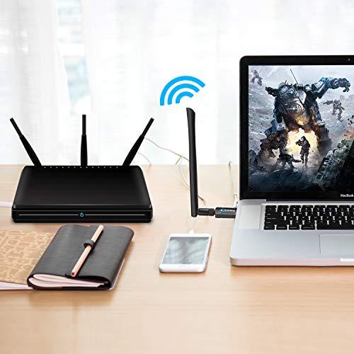 Foktech Foktech USB WiFi Adapter, AC1200 USB 3.0 Wireless Network Dongle for Desktop/Laptop, Dual Band 2.4GHz/5Ghz, Support Windows XP/Vista/7/8/8.1/10,Mac OS X 10.9-10.15 (WiFi Adapter AC1200)