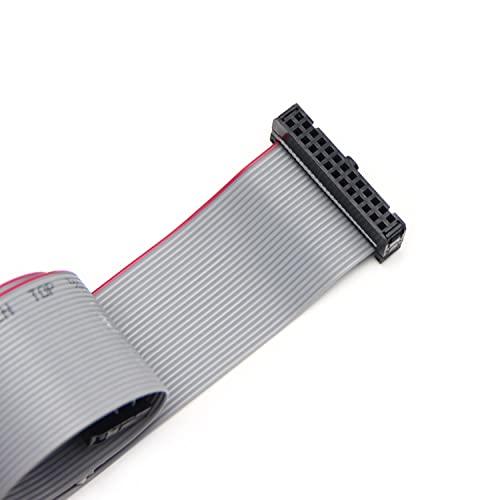 Fielect Fielect 2pcs IDC 20 Pin Connector Gray Wire Flat Ribbon Cable Connector Length 30cm 2.54mm Pitch