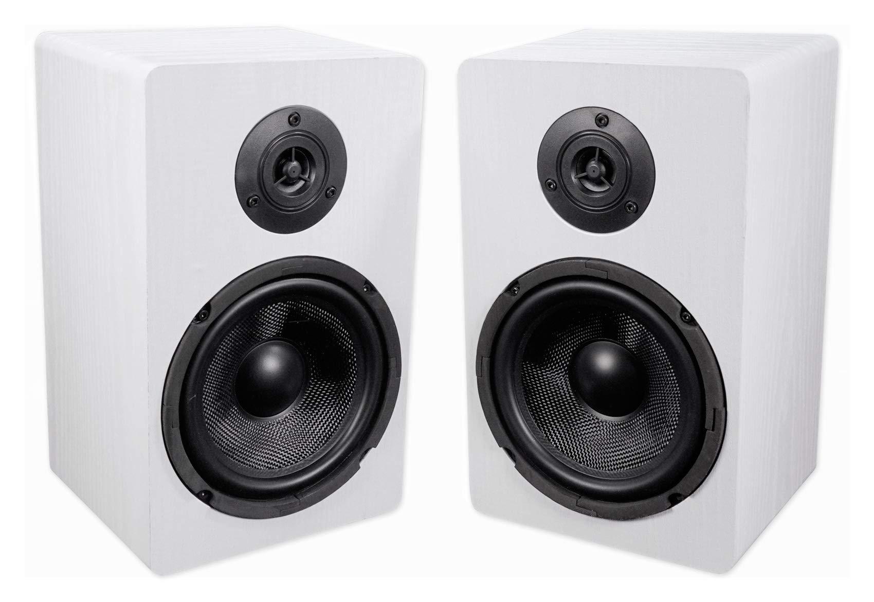 Rockville Rockville (2) RockShelf 64W White 6.5" Home Bookshelf Speakers+8" Speaker Stands
