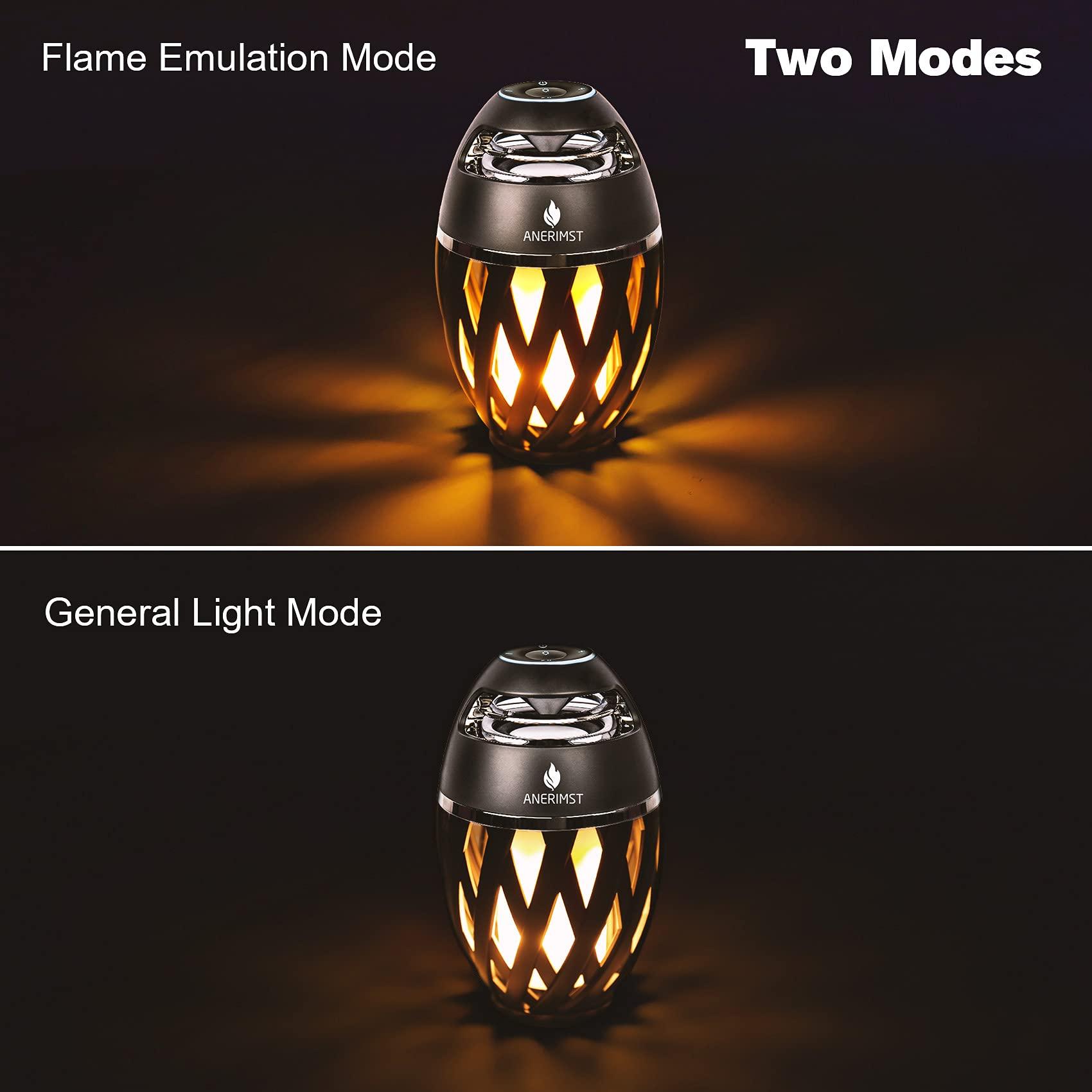 ANERIMST ANERIMST Outdoor Bluetooth Speakers, Waterproof Wireless Speakers with Torch Flame Light, Cool Gadgets for Men Women, LED Lantern for Gardening Camping Patio Hot Tub, 2 Pack (Black)