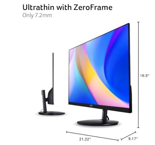 acer Acer SH242Y Ebmihux 23.8" Full HD 1920 x 1080 Home Office Ultra-Thin Monitor AMD FreeSync 1ms VRB 100Hz Zero Frame Height Adjustable Stand with Swivel & Tilt (USB Type-C & HDMI 1.4 Ports)