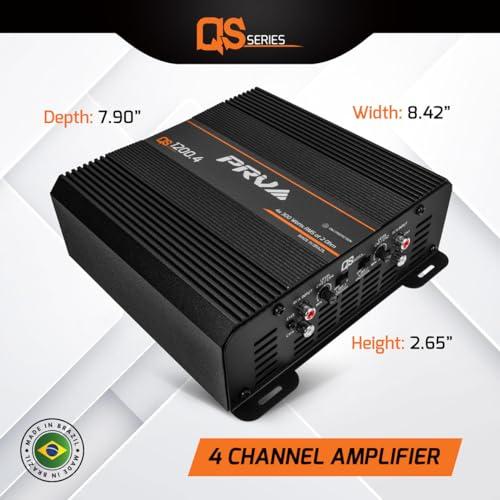 PRV AUDIO PRV Audio QS1200.4 2 Ohm Compact 4 Channel Car Audio Amplifier 4 x 310 Watts RMS at 2 Ohm - High Power Stereo 12 Volts Amp Class D Full Range Bridgeable