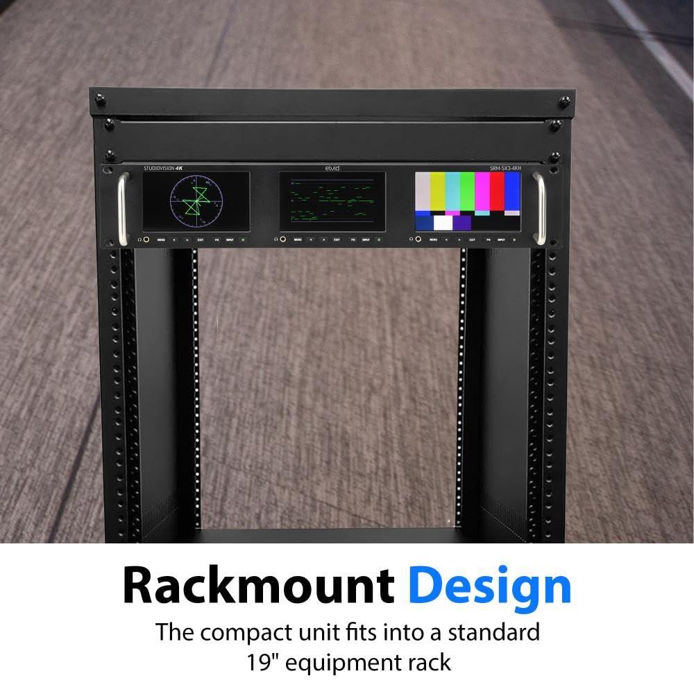 ELVID ELVID Triple 5" Full HD Rackmount Monitor Triple IPS Displays, HDMI & 3G-SDI Inputs, Wide Viewing Angle, 3D LUT Support, Integrated Waveform & Vectorscope, Ethernet Control