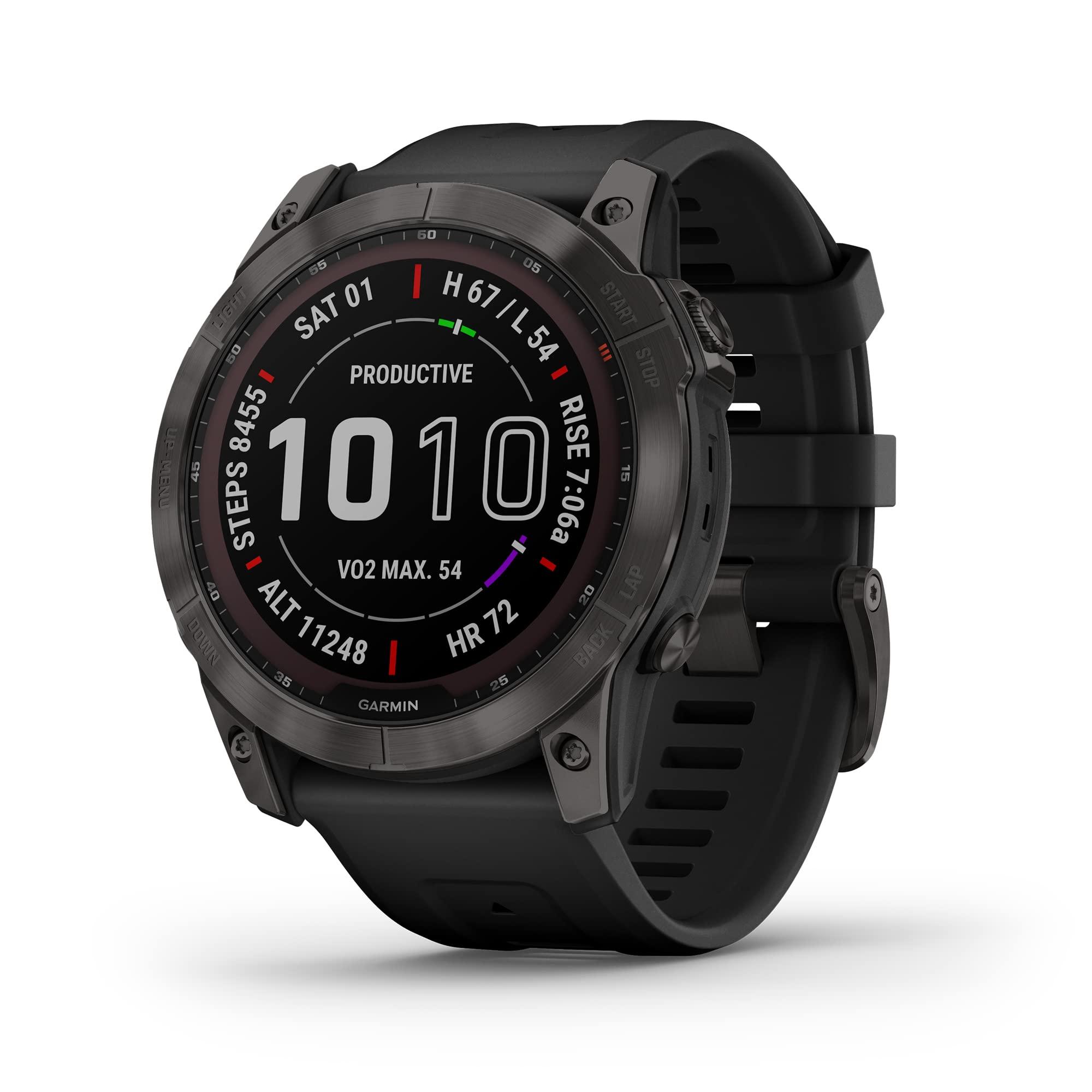Garmin Garmin Fenix 7X Sapphire Solar Smartwatch Solar Charging Rugged Outdoor Watch with GPS Touchscreen (Renewed)