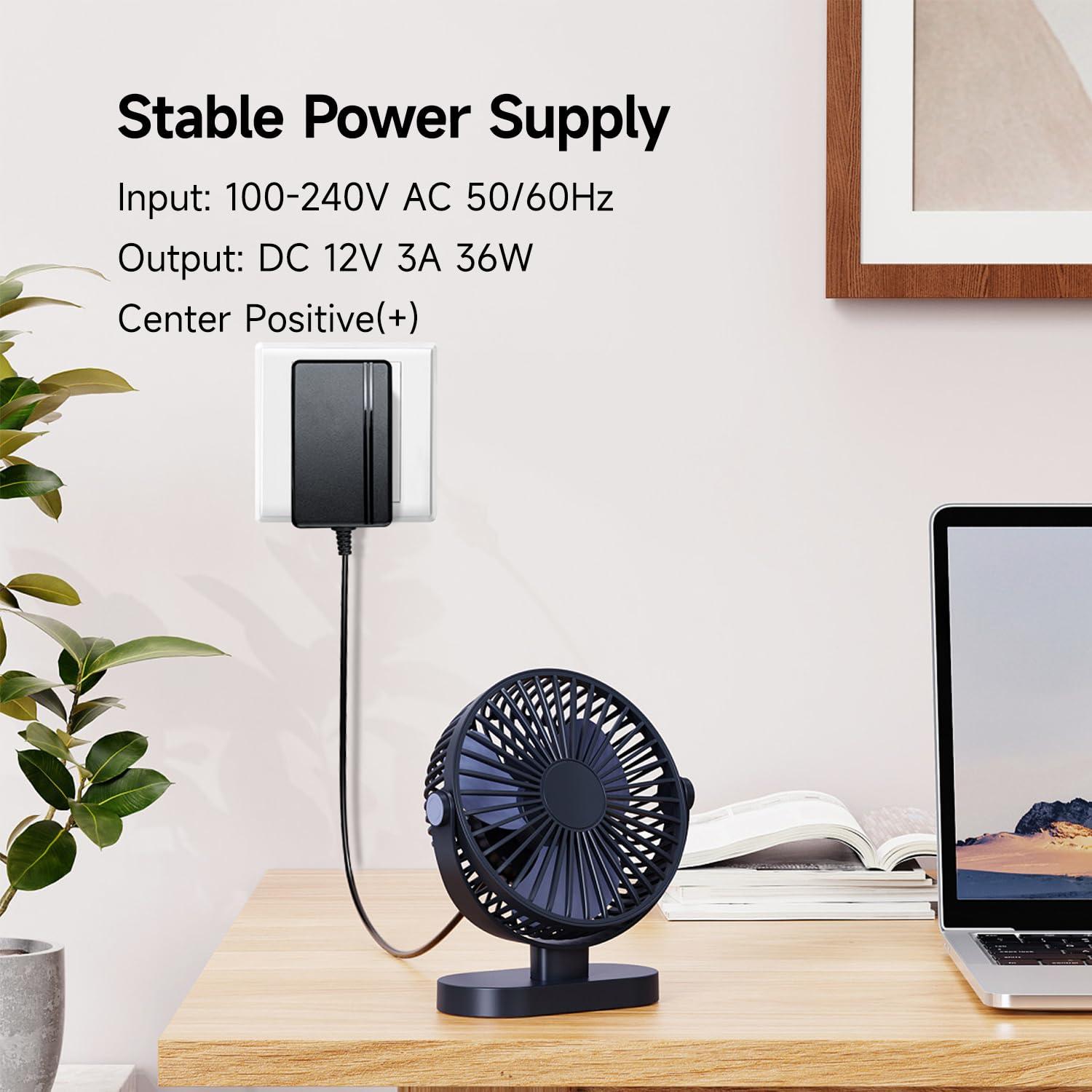 OXZEEWEE 12Vdc 3A/3000mA 6ft Power Supply Adapter, 100-240V 50/60Hz AC to DC 36W Wall Charger for LED Strip Light, CCTV Camera, Router, BT Speaker, DVR, NVR and More 12V Devices, ETL FCC (6Ft Cord, 20AWG)