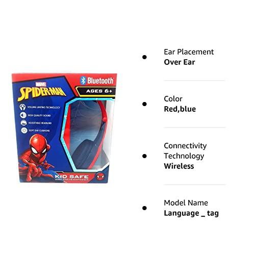 Spider Man Spider Man Bluetooth Kid Safe Headphones Over The Ear Padded Cushions Flying on a Web Design