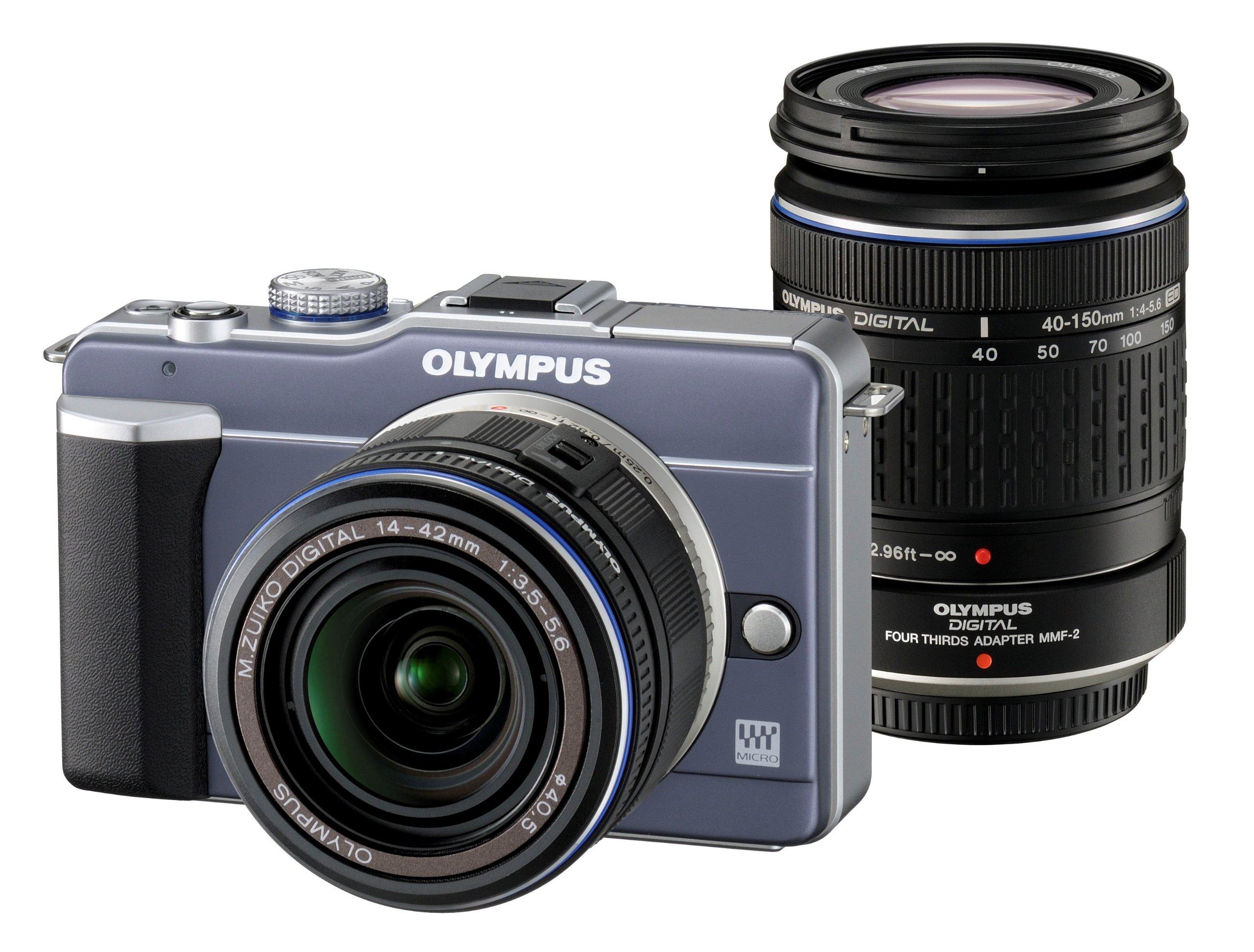 Olympus OM SYSTEM OLYMPUS PEN E-PL1 12.3MP Live MOS Micro Four Thirds Mirrorless Digital Camera with 14-42mm f/3.5-5.6 Zuiko Digital Zoom Lens (Slate Blue) (Old Model)