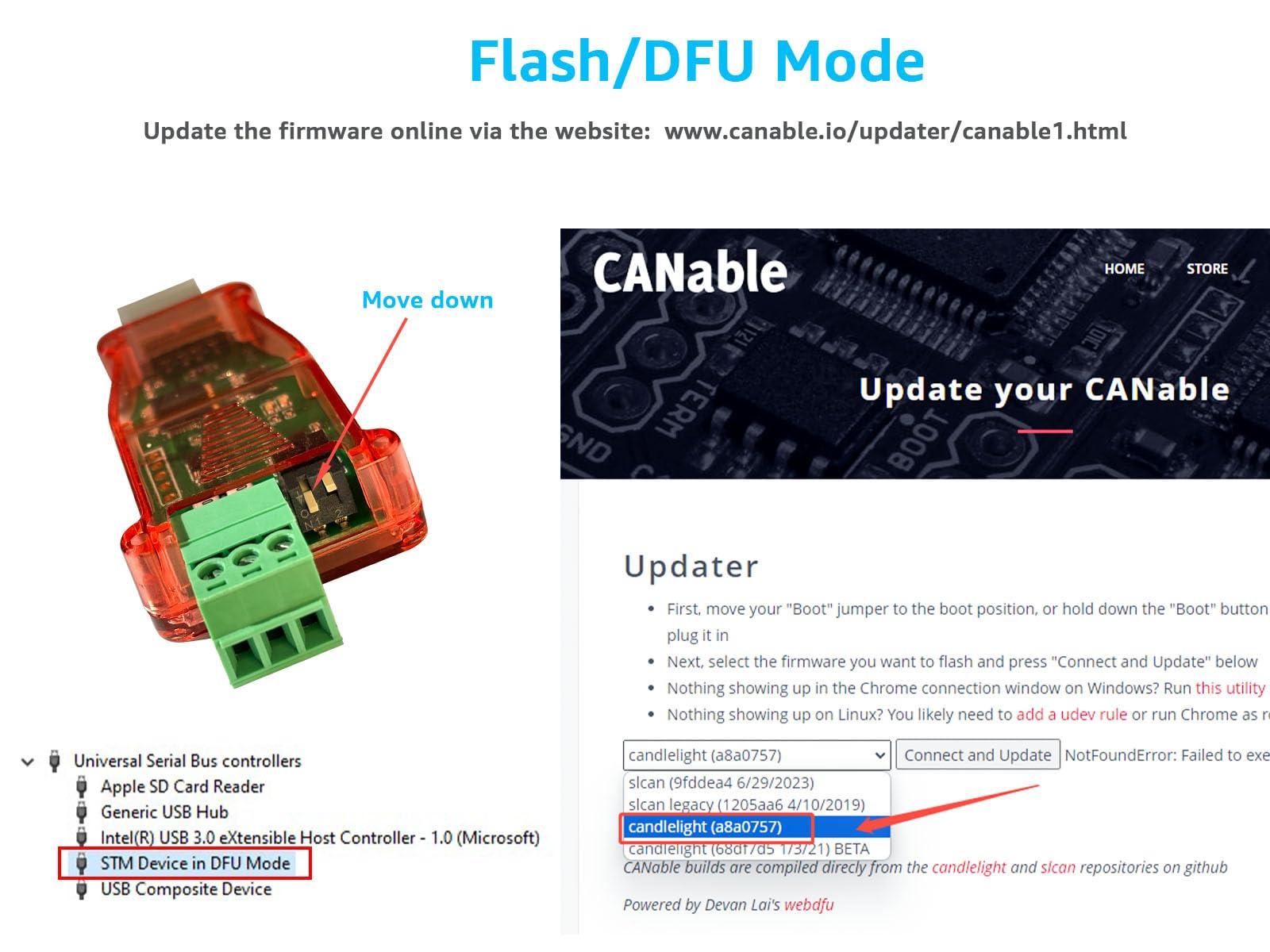 DSD TECH DSD TECH SH-C30A USB to CAN Bus Adapter Base on Canable Support SocketCAN Cangaroo