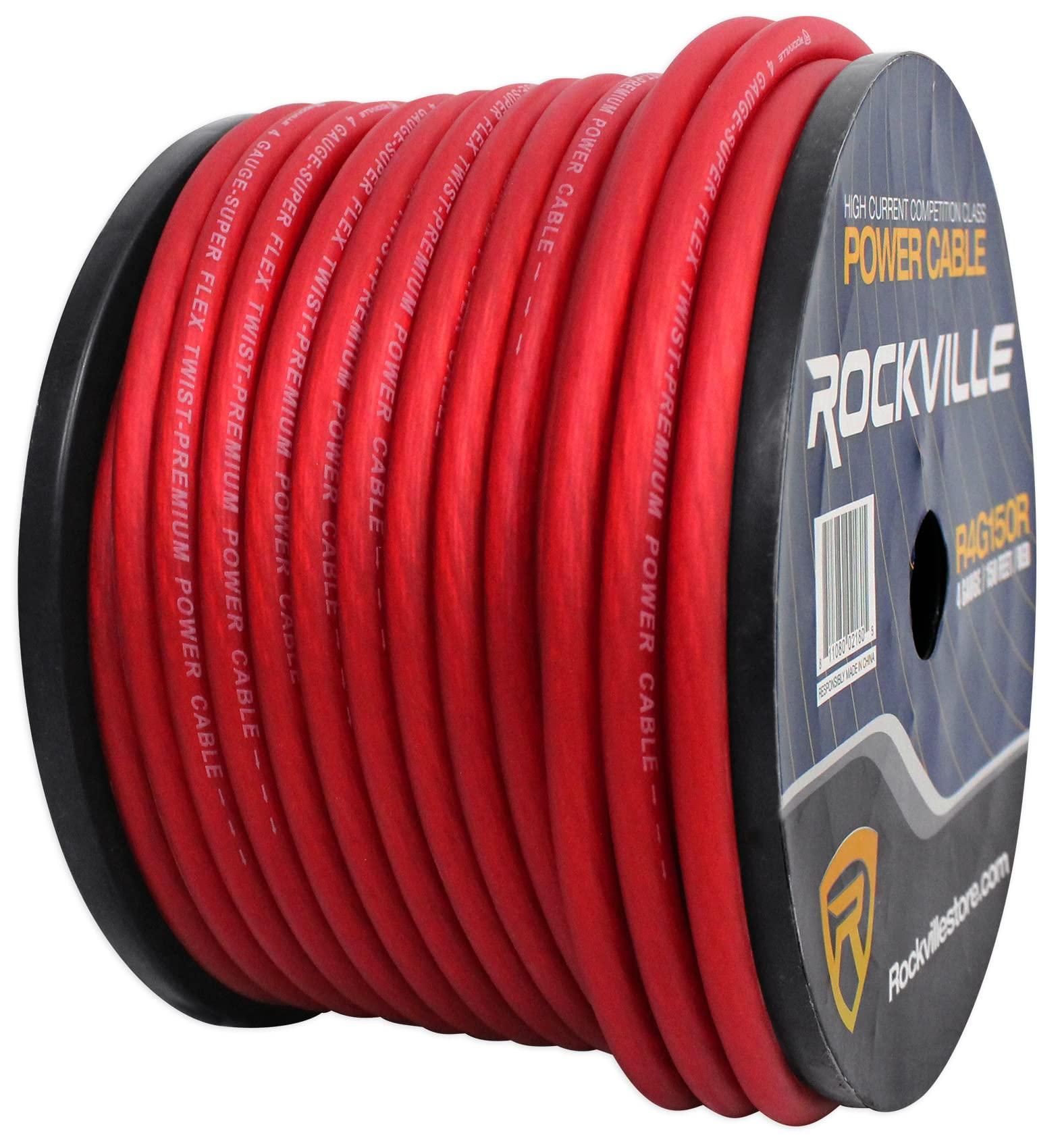 Rockville Rockville R4G150R 4 AWG Gauge 150' Car Amp Power/Ground Wire Spool