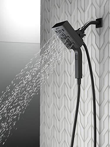DELTA FAUCET Delta Faucet 4-Spray Touch-Clean H2Okinetic In2ition 2-in-1 Dual Hand Held Shower Head with Hose and Magnetic Docking, Matte Black 58473-BL, 1.75 GPM Water Flow