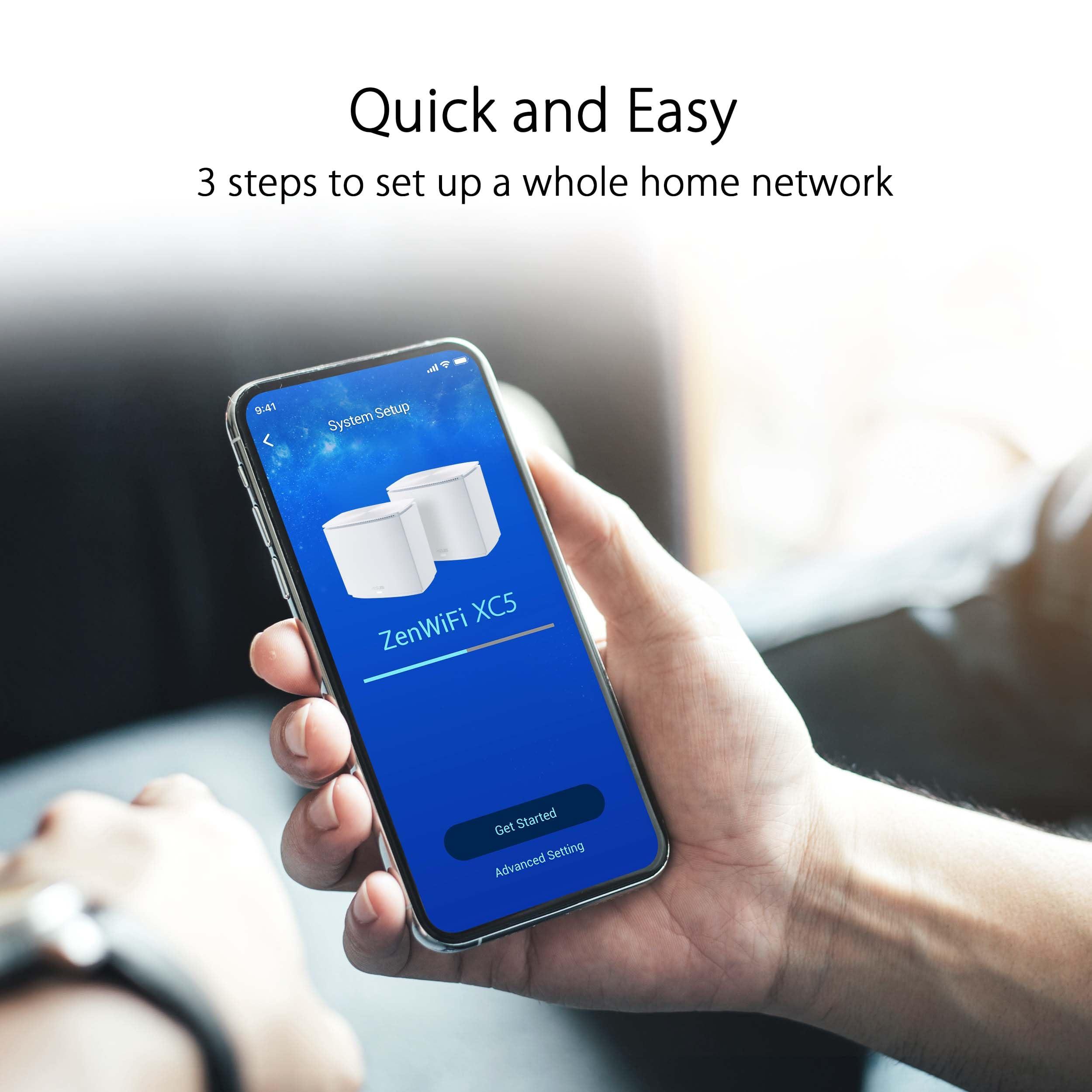ASUS ASUS ZenWiFi AX Hybrid(XC5) AX3000 + MoCA 2.5 Mesh WiFi 6 System (2pk) - Whole Home Coverage up to 3,500 Sq.Ft. & 4+ Rooms for Thick Walls, AiMesh, Lifetime Security, Easy Setup