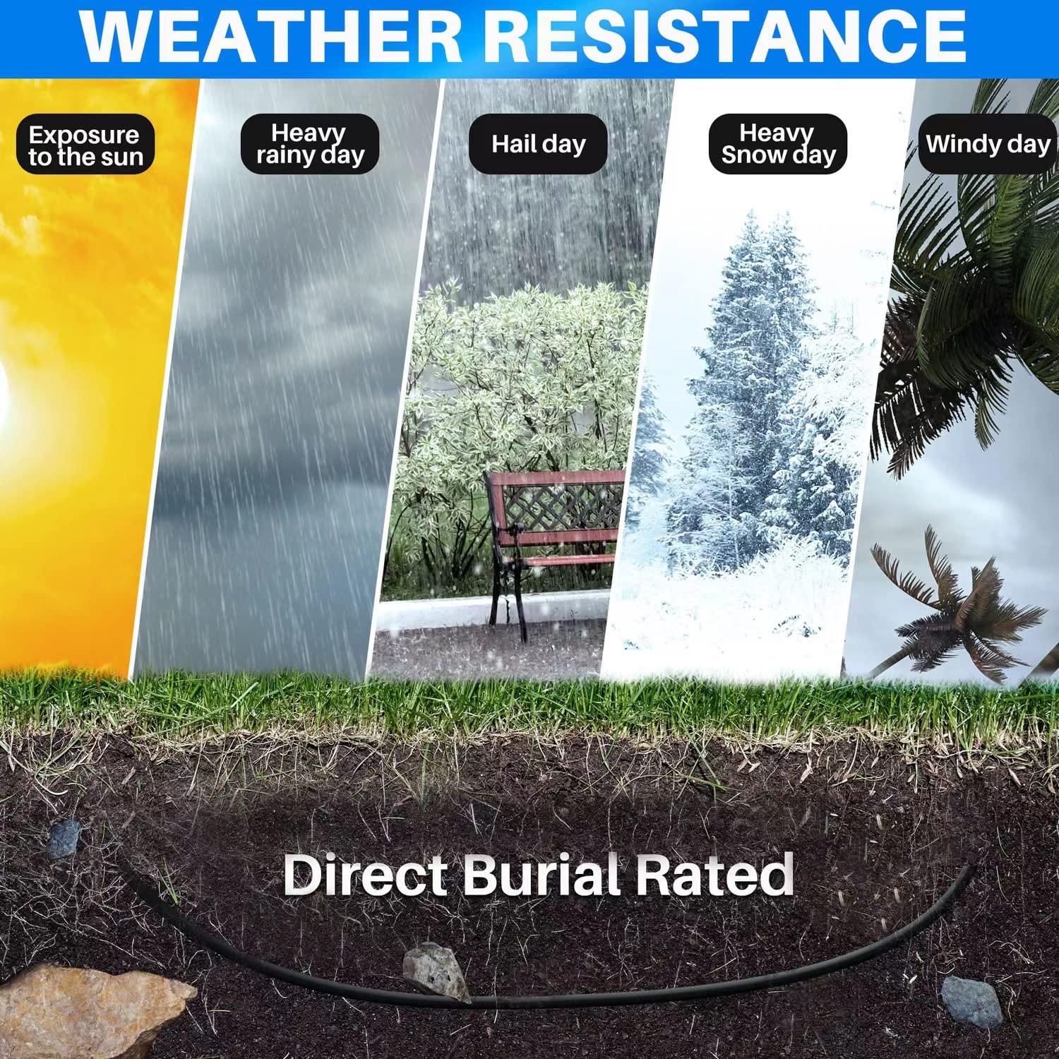 Adoreen Adoreen Cat 6 Outdoor Ethernet Cable 100 Ft Black, High Speed Heavy Duty Long Internet Network Cable for POE Camera Cat 5 5e RJ45 LAN Patch Cable Cord, Sturdy Waterproof Direct Burial+15 Ties