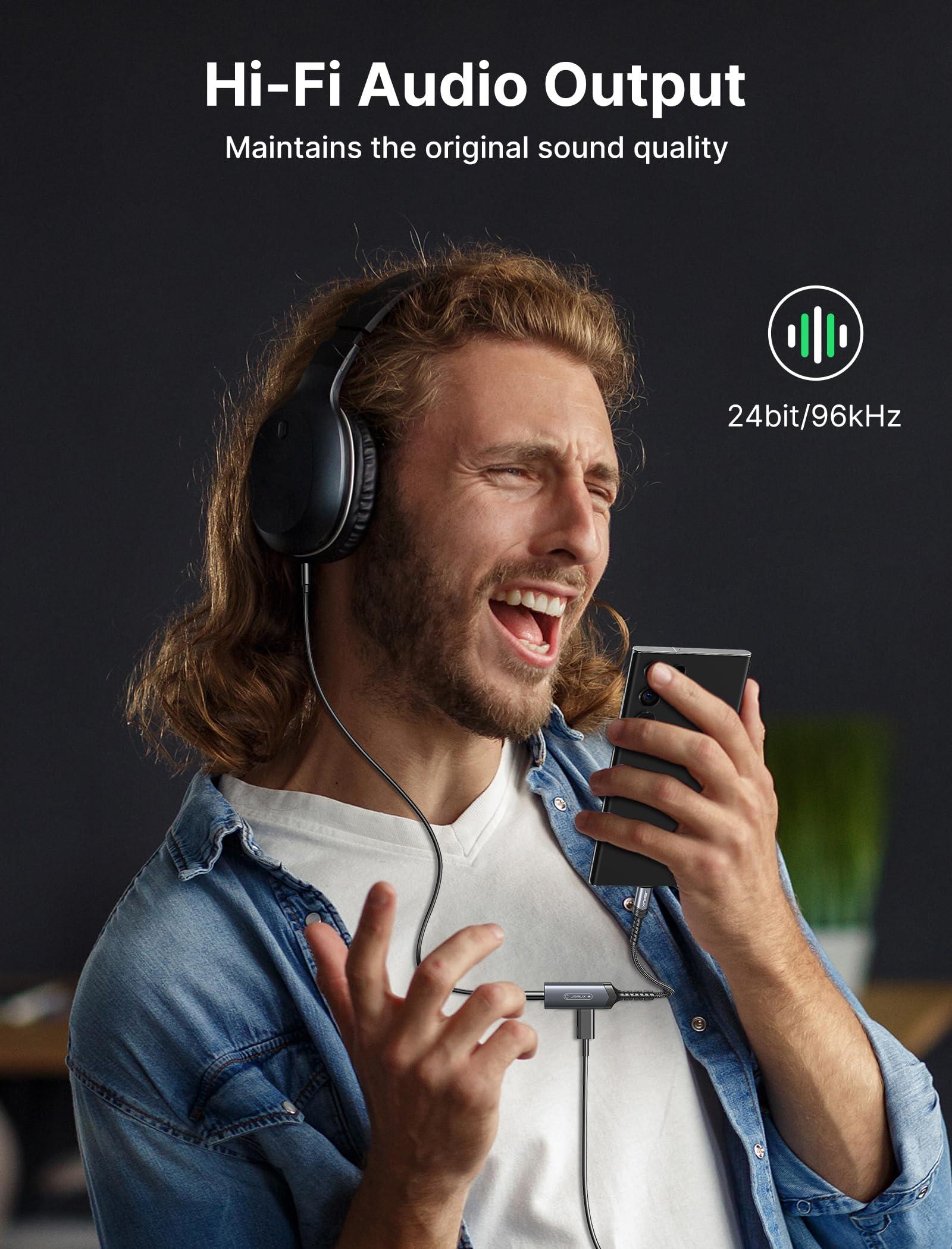 JSAUX JSAUX USB C Headphone Adapter and Charger, 2-in-1 Type to 3.5mm Audio with PD 60W Fast Charging for iPhone 16 Pro/16 Pro Max/16/16 Plus/15 Pro Max/15 Pro,Samsung S24/S24+/S23/S22/S21,iPad Pro-Red