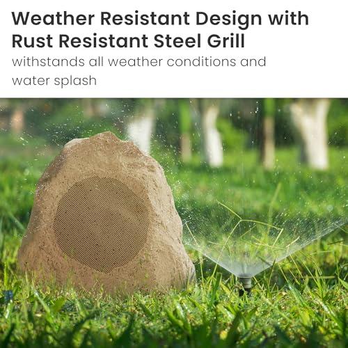 Theater Solutions 8R4S Outdoor Sandstone Rock 8 Speaker Set for Yard Patio Pool Spa