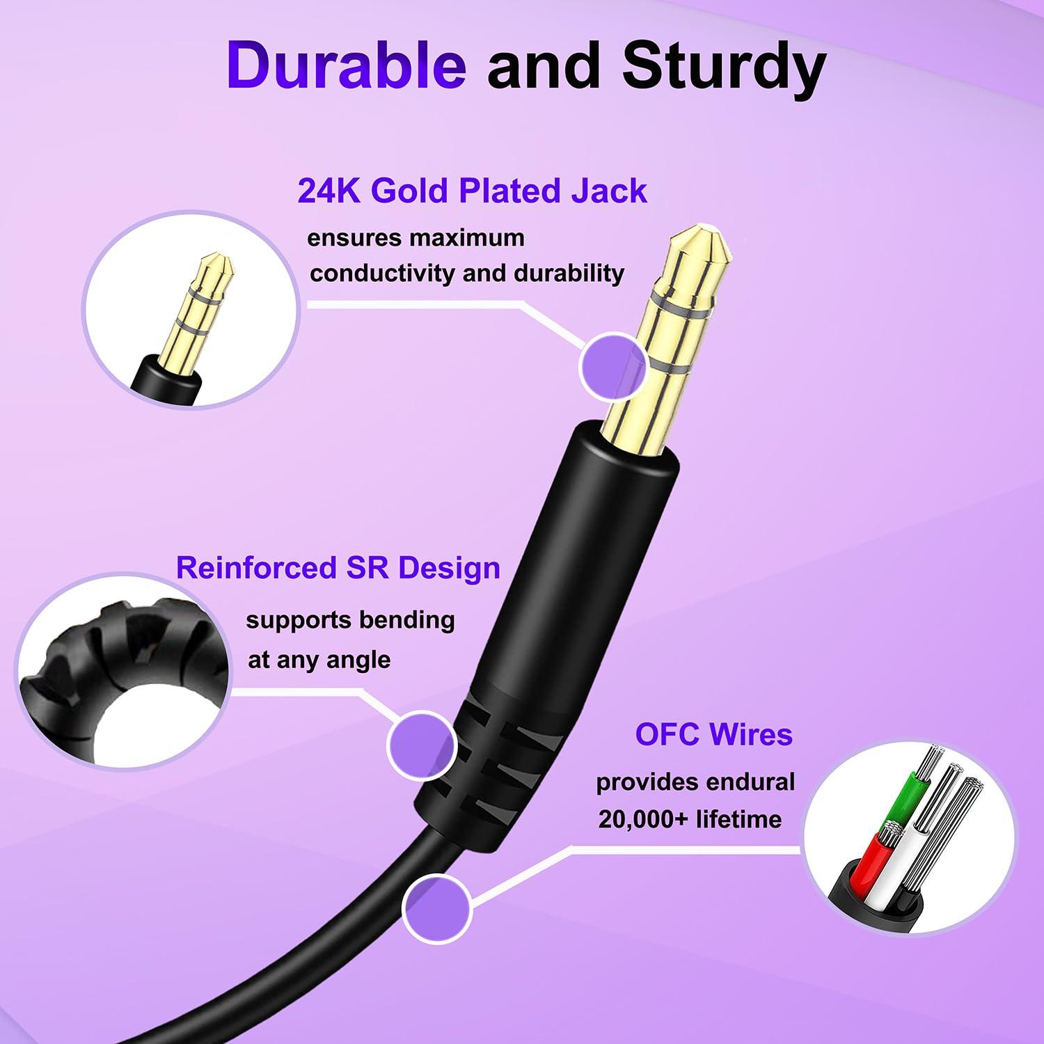 Callez Replacement Audio Cable Cord for Bose Headphones Aux Wire 3.5mm to 2.5mm Compatible with Bose 700 Quietcomfort 25 QC25 35 QC35 QC35II 45 QC45 JBL Tune 710BT 660NC 760NC Headphones (No Mic)