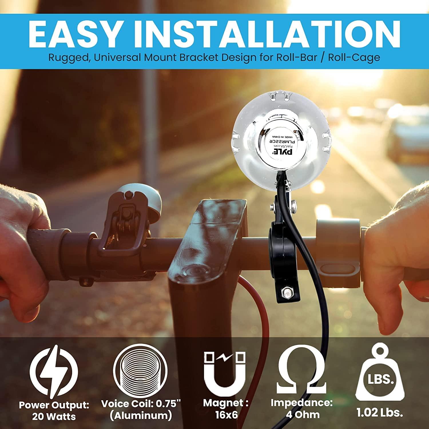 Pyle PyleUsa 2.25 Waterproof Off-Road Speakers - 20W Marine Grade Passive Woofer Sound System Full Range Outdoor Audio Stereo Speaker for Motorcycle, Car, ATV, 4x4, Jeep, Boat, Includes Brackets (Chrome)