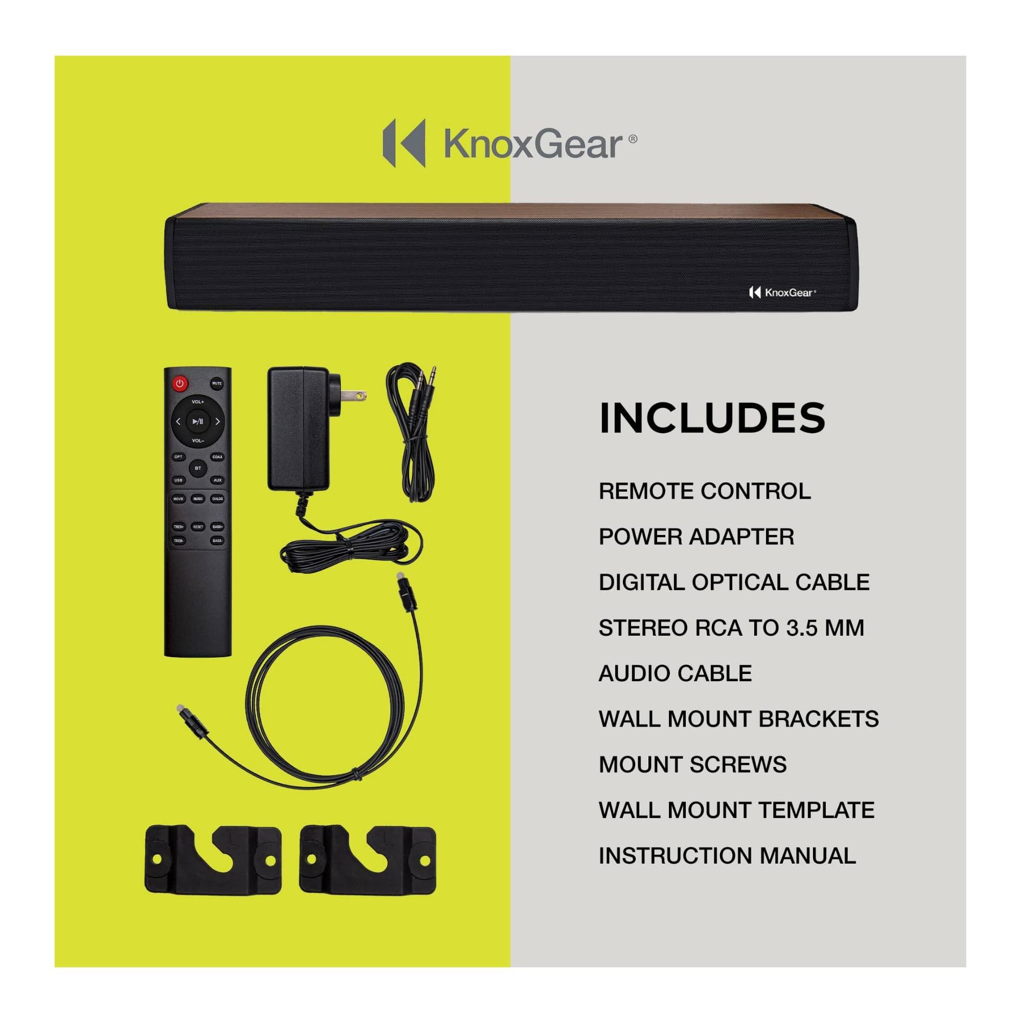 Knox Gear Knox Gear 60 Watt Compact Wireless 2.0ch Soundbar with Bluetooth 5.0 - Oak Finish