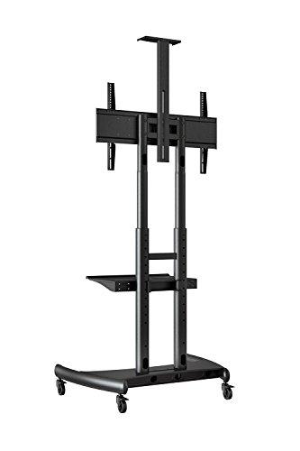 Luxor LUXOR FP4000 Adjustable-Height Large-Capacity LCD TV Stand, 25 lbs, Stand 39.25\"W x 28.25\"D x 48\" to 65\"H in 2\" increments, Shelf 19.625\"W x 11\"D, Four 3\" Casters, All with Locking Brakes