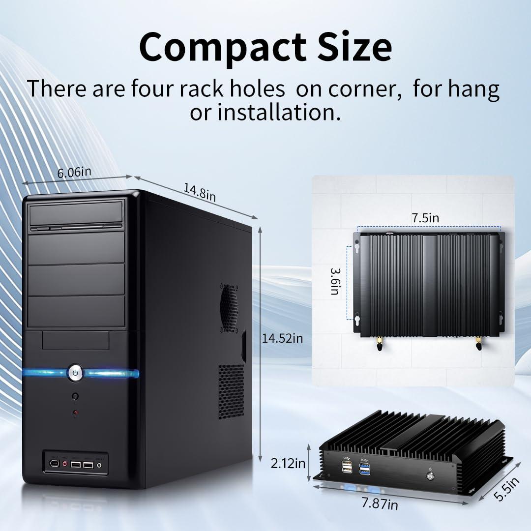 msecore msecore Fanless Industrial PC, Mini Computer with Core i7-5500U, 16G RAM 256G SSD, Dual NIC, 2*COM RS232, Support 4G Module/SIM, Wi-Fi, 1*HDMI 1*VGA, Windows 10 Pro