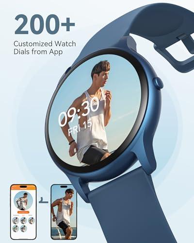 AGPTEK AGPTEK Smart Watch for Women Men, 5ATM Waterproof Smartwatch for Android and iOS Phones, Fitness Tracker Watch with 100+ Sports Modes, Heart Rate Monitor Pedometer Sleep Monitor, Blue