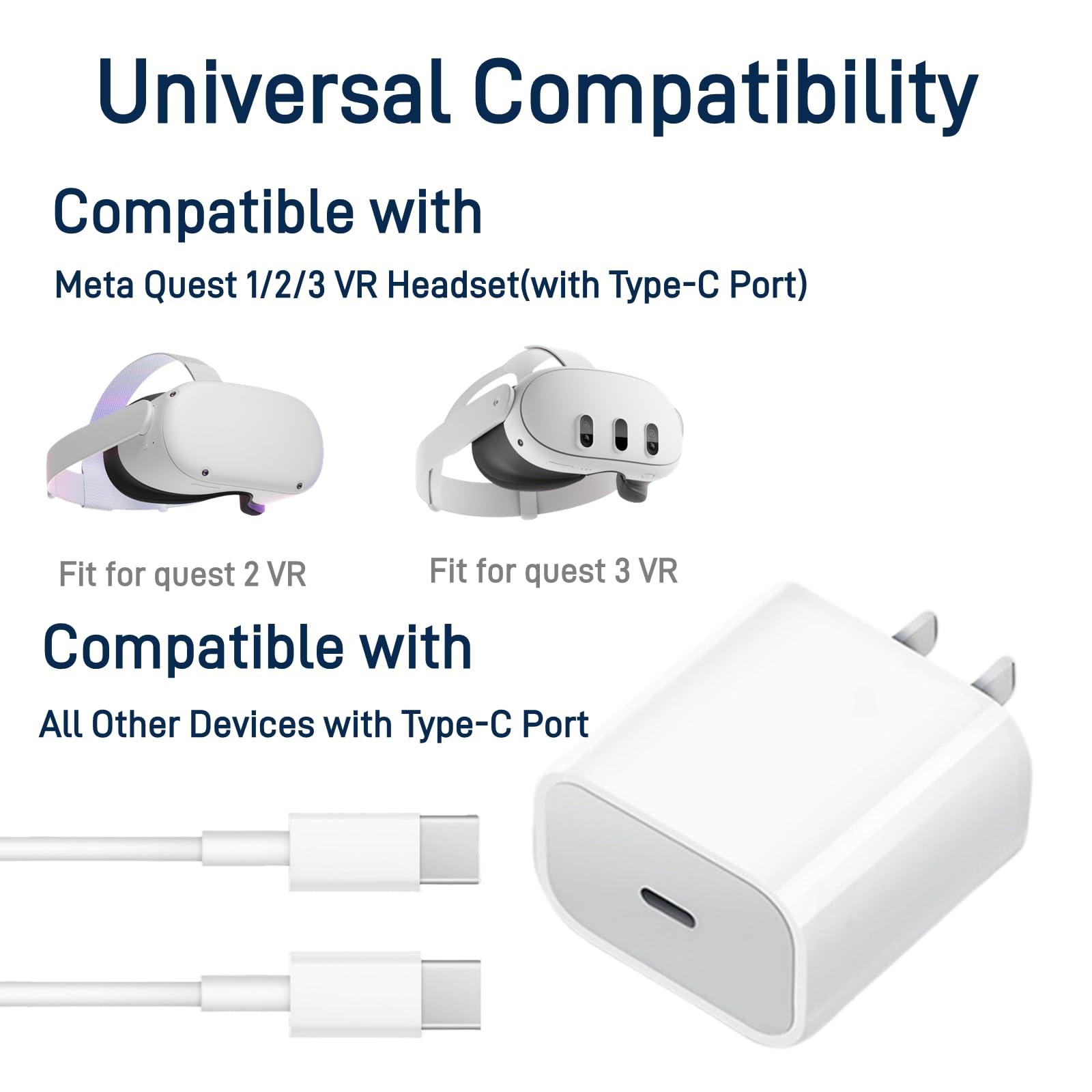YOUNGPRO Charger for Oculus Quest 2 Charger,VR Headset Charger for Meta Quest 2 Charger Compatible with Qculus/Meta Quest 1 2 3,6.6FT OEM Charging Cable for Oculus Charger.