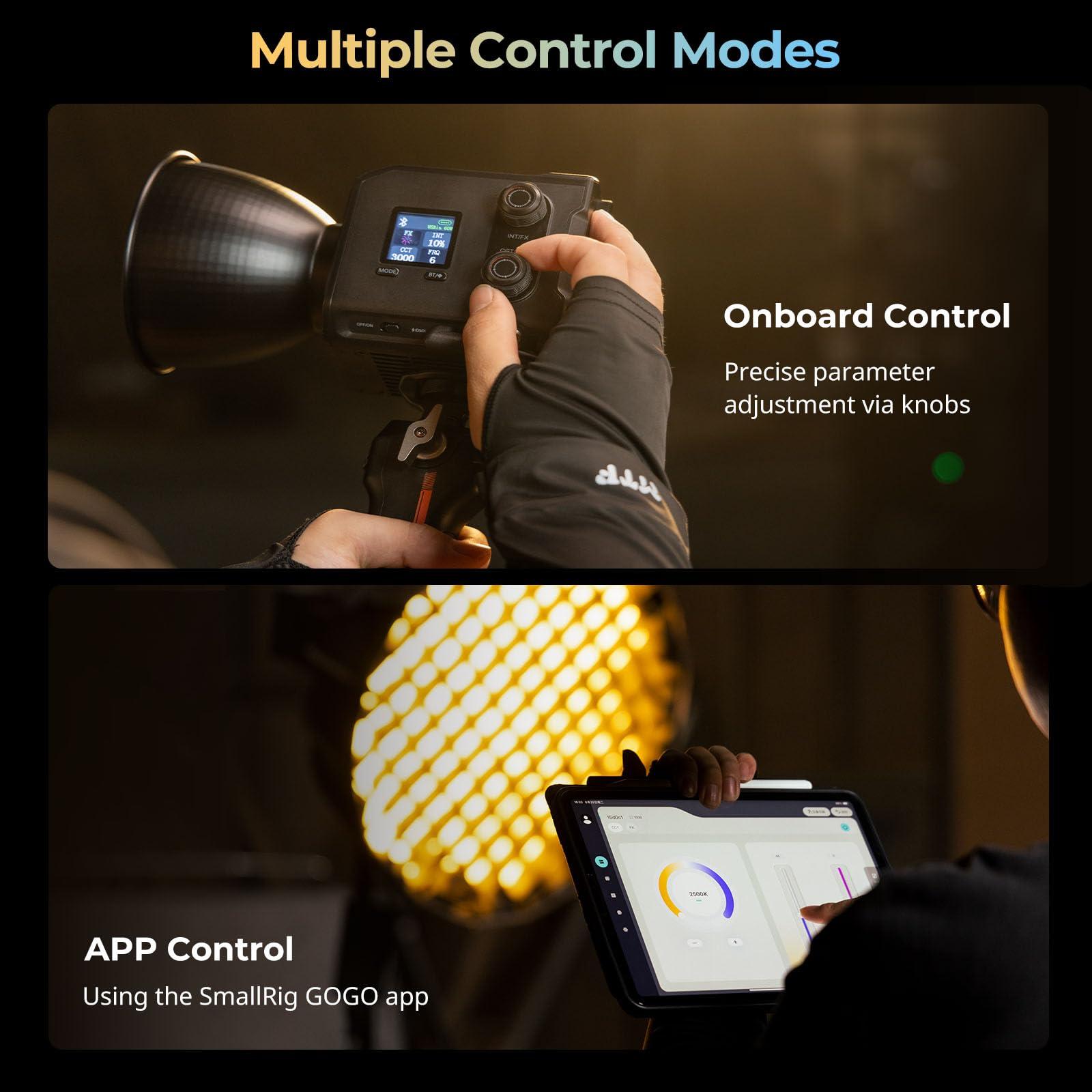 SMALLRIG SmallRig RC 100B COB Video Light, 100W Bi-Color 2700K-6500K, Type-C PD Fast Charging, Built-in Battery Plate, with App Control for Photography, Photo Studio, Standard Version (Without Battery) 4893