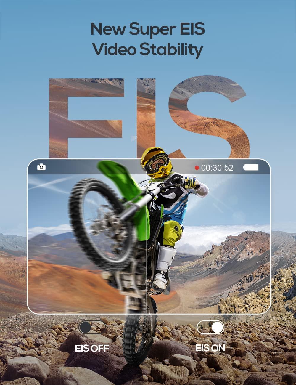 iZEEKER iZEEKER Action Camera 4K 24MP with Touchscreen, 40M Underwater Camera Waterproof, Dual Screen Vlog Camera with EIS3.0, WiFi, Remote Control with 2X 1350mAh Batteries,Charger and Accessory Kit-iA800