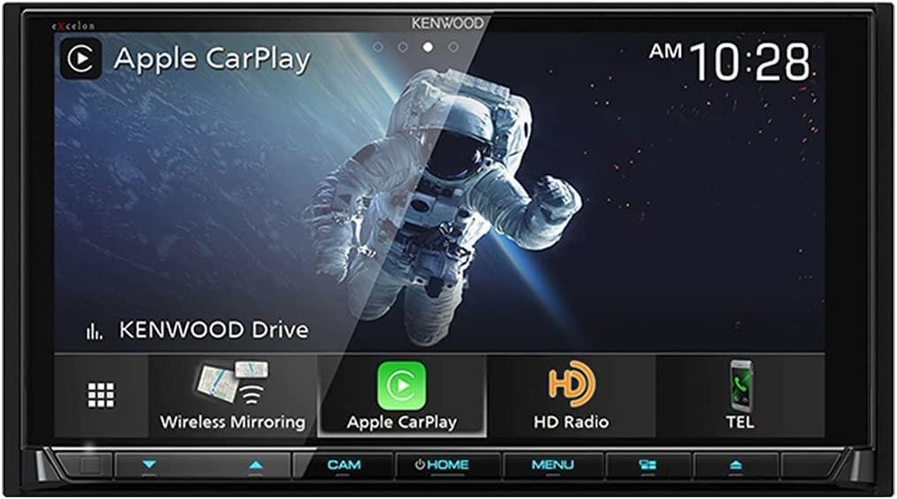 Kenwood KENWOOD DDX9707S 6.95" Capacitive Touch Screen DVD Multimedia Receiver with Apple CarPlay & Android Auto | Plus CMOS-230 Rearview Camera with Universal Mounting Hardware & Video Cable