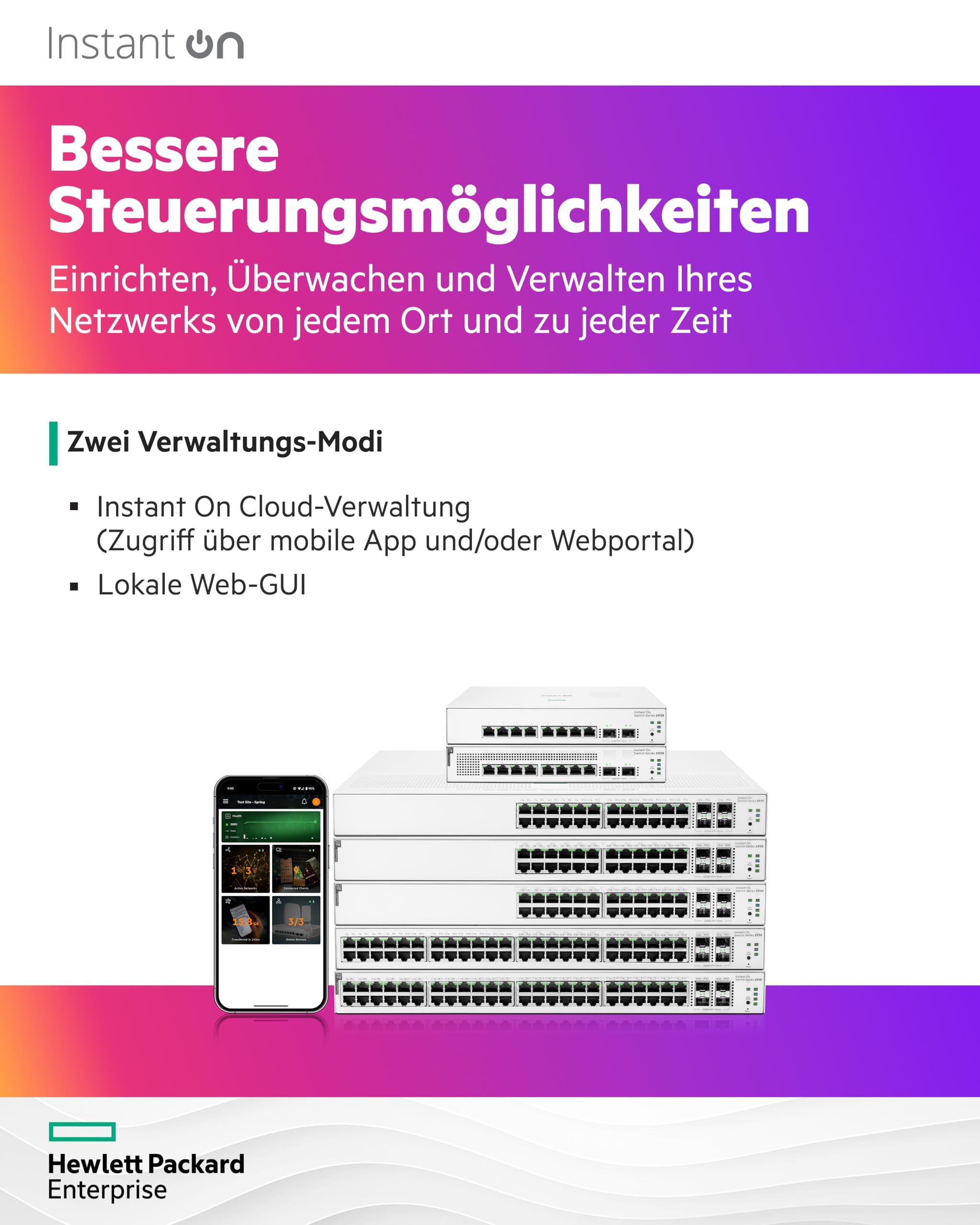 ARUBA Aruba Instant On 1930 28P Gb Ethernet 24xGE PoE (370W), 4X 1G/10G SFP+, L2+ Smart Switch EU Europe Cord (JL684A#ABB)