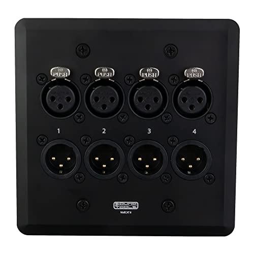 Sound Tools WallCAT 8 - Analog, AES3, DMX and intercom 4 Channel Wall Plate NO Solder Required (Black)