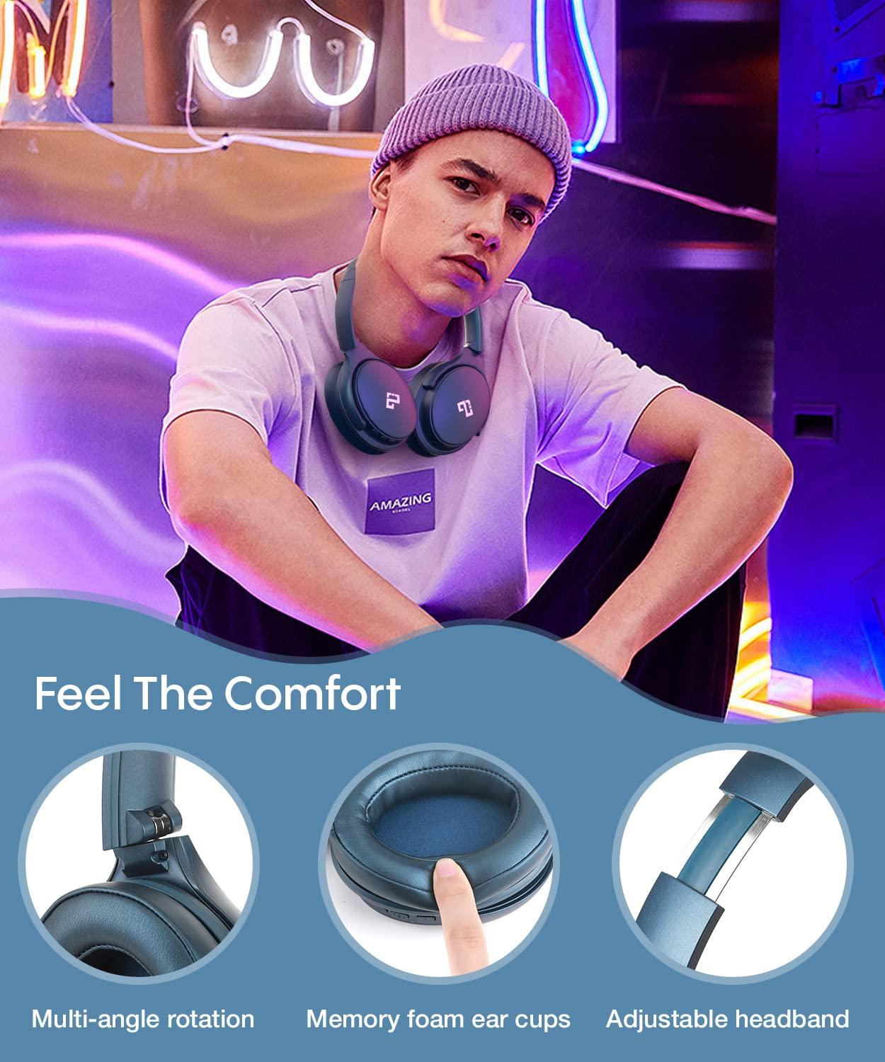INFURTURE INFURTURE Active Noise Cancelling Headphones, H1 Wireless Over Ear Bluetooth Headphones, Deep Bass Headset, Low Latency, Memory Foam Ear Cups,90H Playtime