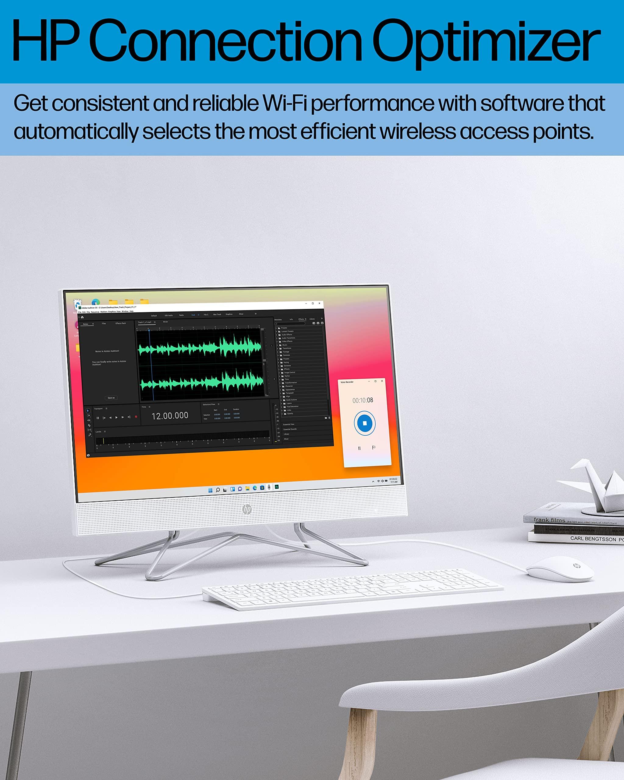 HP HP All-in-One PC Desk Computer, 21.5" Full HD Micro-Edge Display, AMD Ryzen 3 Processor, AMD Radeon Graphics, 8GB SDRAM, 256GB SSD, Windows11 Home OS, Bluetooth, and Wi-Fi (22-dd0032) (Renewed)