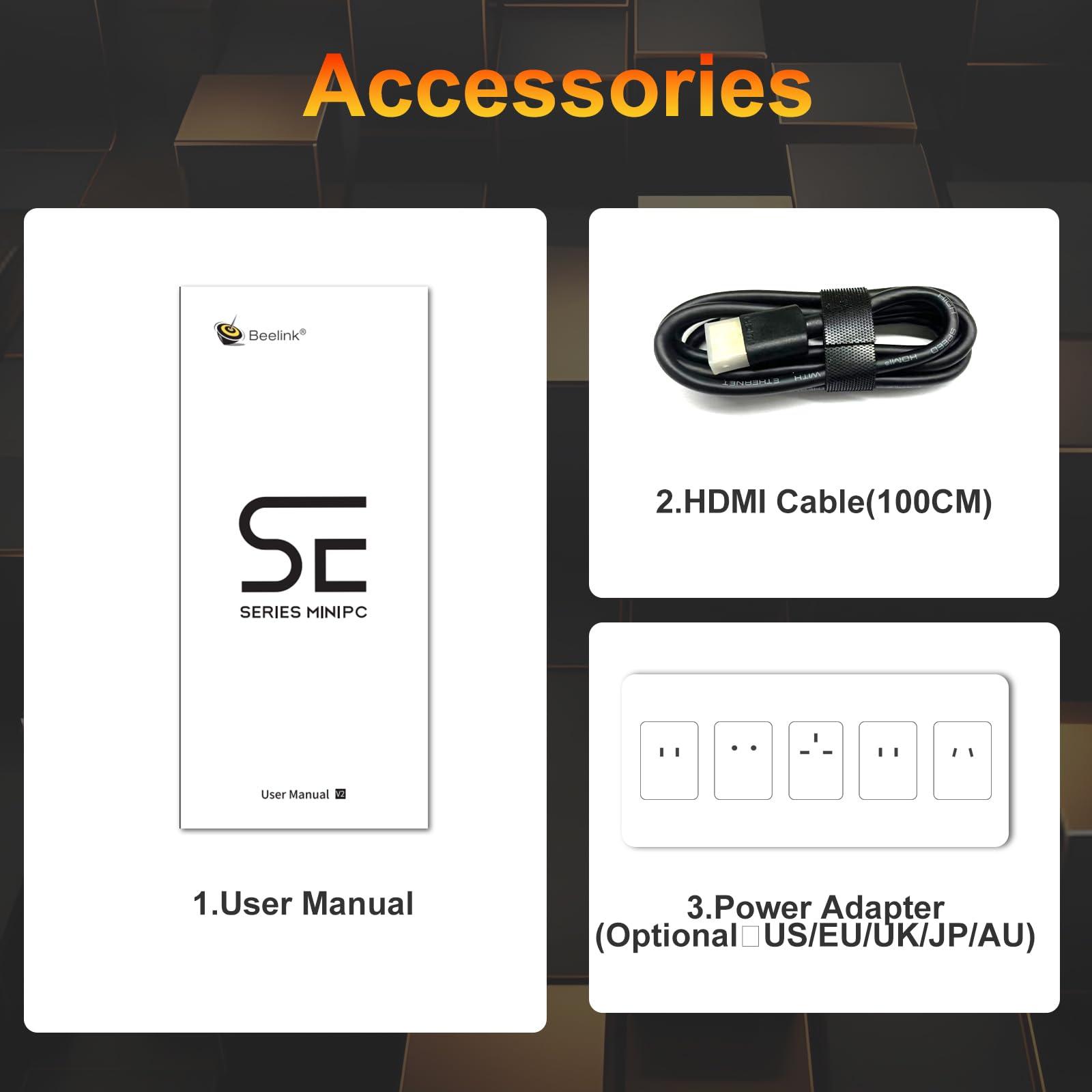 Beelink Beelink SER8 Mini PC, AMD Ryzen 7 8745HS(up to 4.9GHz), 32GB DDR5 1TB PCIe4.0 SSD, AMD Radeon 780M Mini Desktop Computer 4K Triple Display HDMI 2.1+DP+USB4/WiFi 6/BT5.2/2.5G LAN, Office/Home/Gaming PC
