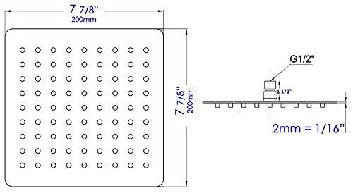 ALFI brand ALFI brand RAIN8S 8-Inch Solid Square Ultra Thin Rain Shower Head, Brushed Stainless Steel