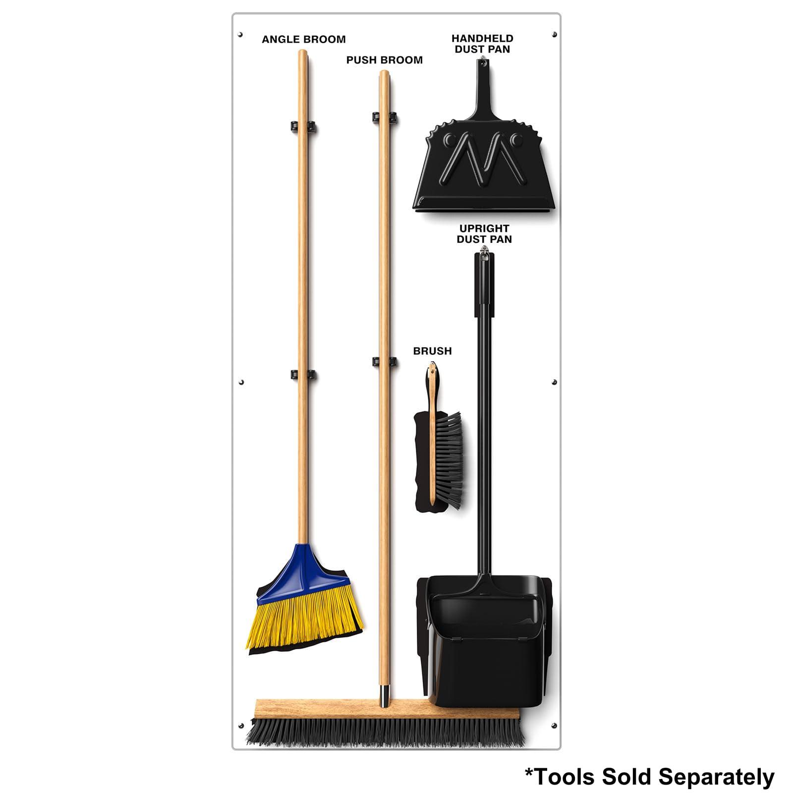 Accuform Clean & Sweep 5S Shadow Board/Wall Mount Broom Holder, 68\" x 30\" Board, 5S Cleaning Station - Board Only, Tools Sold Separately, Made in The USA by AccuformNMC, White/Black, PSB714WTBK