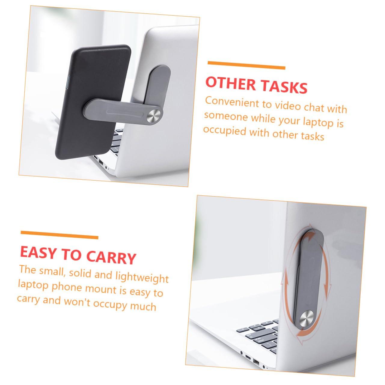 jojofuny jojofuny 1pc Fixed Clip on Monitor Screen Side Cell Phone Holder Foldable Phone Holder Computer Screen Stand Phone Side Mount for Laptop Cell Phone Stand Foldable Phone Stand Abs Silver