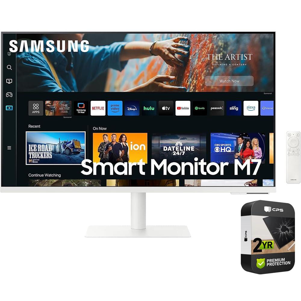 SAMSUNG SAMSUNG LS32CM703UNXZA 32-Inch M70C Series UHD Smart Computer Monitor with Streaming TV Bundle with 2 YR CPS Enhanced Protection Pack