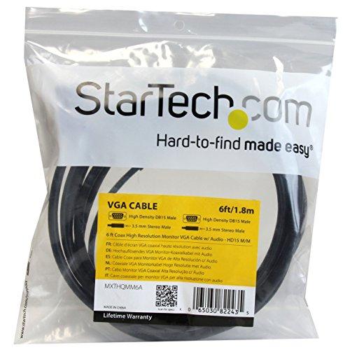 StarTech StarTech.com 6 ft. (1.8 m) VGA Cable with Audio - HD15 VGA with Audio - Coaxial High Resolution - Male/Male - VGA Monitor Cable (MXTHQMM6A)