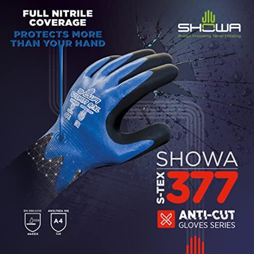 SHOWA SHOWA 377M-07 Nitrile Foam Coating on Nitrile Glove with Polyester/Nylon Knit Liner, Medium (Pack of 12 Pairs)