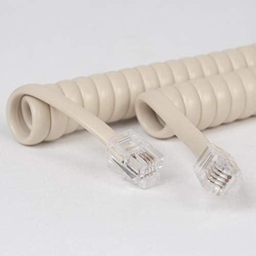 Cablesys Cablesys Coiled Telephone Handset Cord for Use with PBX Phone Systems, VoIP Telephones - 6 Ft Uncoiled, Rj22, 1.5 Inch Lead on Both Ends, Ivory