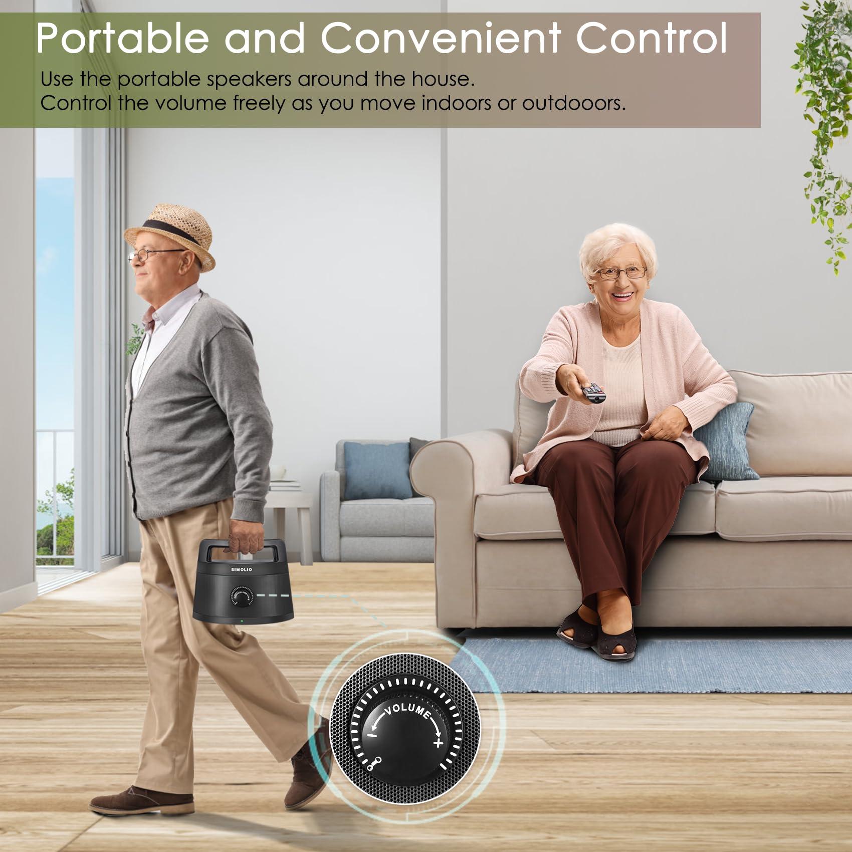 SIMOLIO SIMOLIO Wireless Speakers for TV, Top-Grade Portable Clarifying Dialog TV Speaker for Seniors & Hard of Hearing & Elderly, Prime Wireless TV Speakers for Optimal TV Sound No Blaring TV Volume, Black