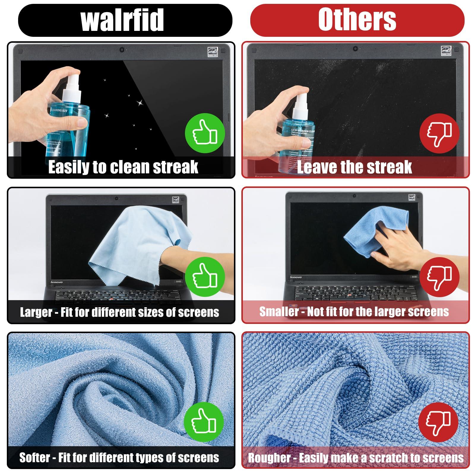 walrfid Screen Cleaner Spray and Wipe, walrfid iPad Cleaning Kit for Electronic Cell Phone, iPad, iPhone, Computer, MacBook Pro, Tablet, Monitor, LCD LED TV Flat Screen, Microfiber Cloth