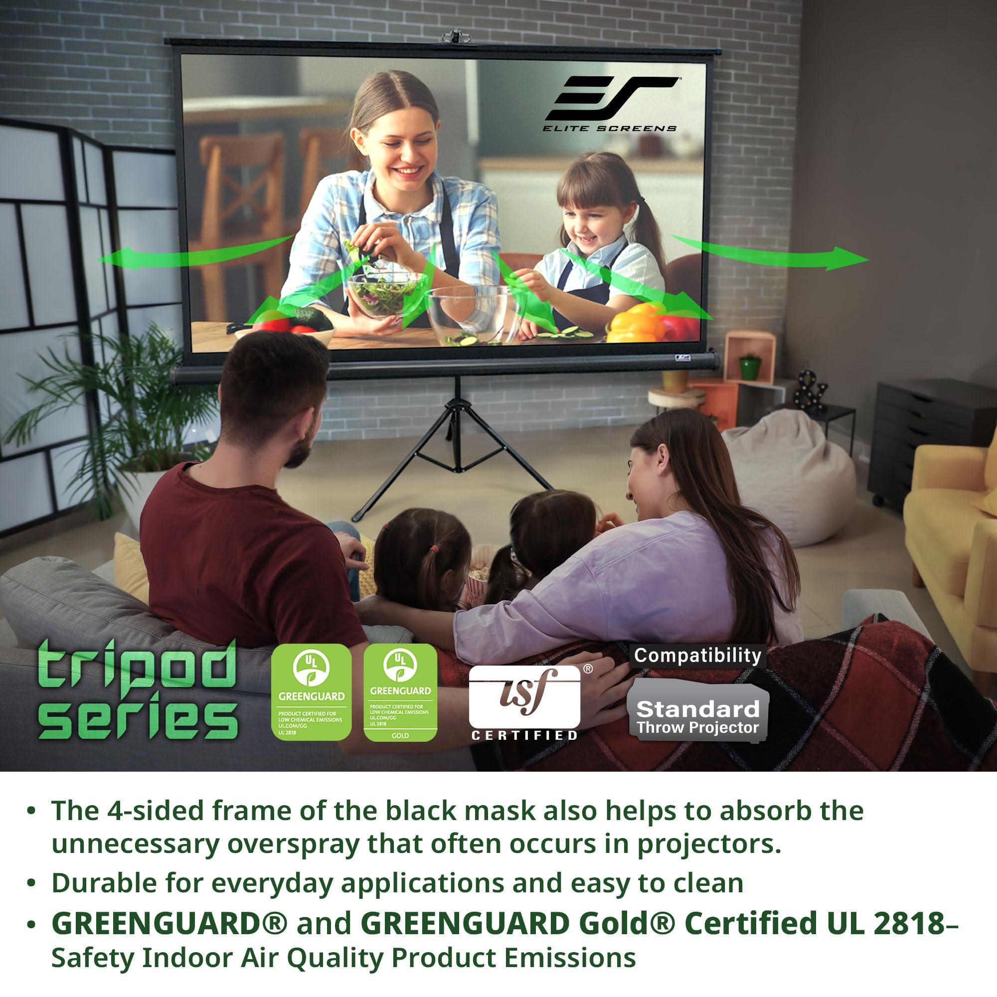 Elite Screens Elite Screens Tripod Series, 120-inch Adjustable Multi Aspect Ratio 16:9 Portable Indoor Outdoor Projector Screen, 8K / 4K Ultra HD 3D Ready, US Based Company 2-YEAR WARRANTY, T120UWV1 - Black