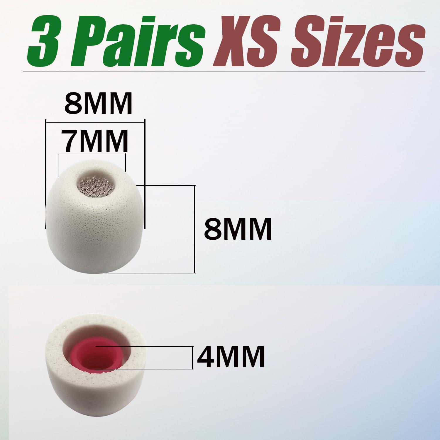 Luckvan Extra Small Ear Tips Replacement Memory Foam Tips Filter Screen Earbud Tips Extra Small for in Ear Earbuds, Gray 3 Pairs